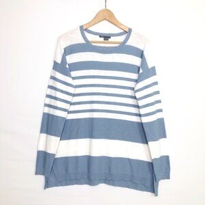 Vince, gray and white striped linen tunic top